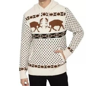 American Eagle Super Soft Elk Fair Isle Sweater Hoodie Men's Medium Pullover